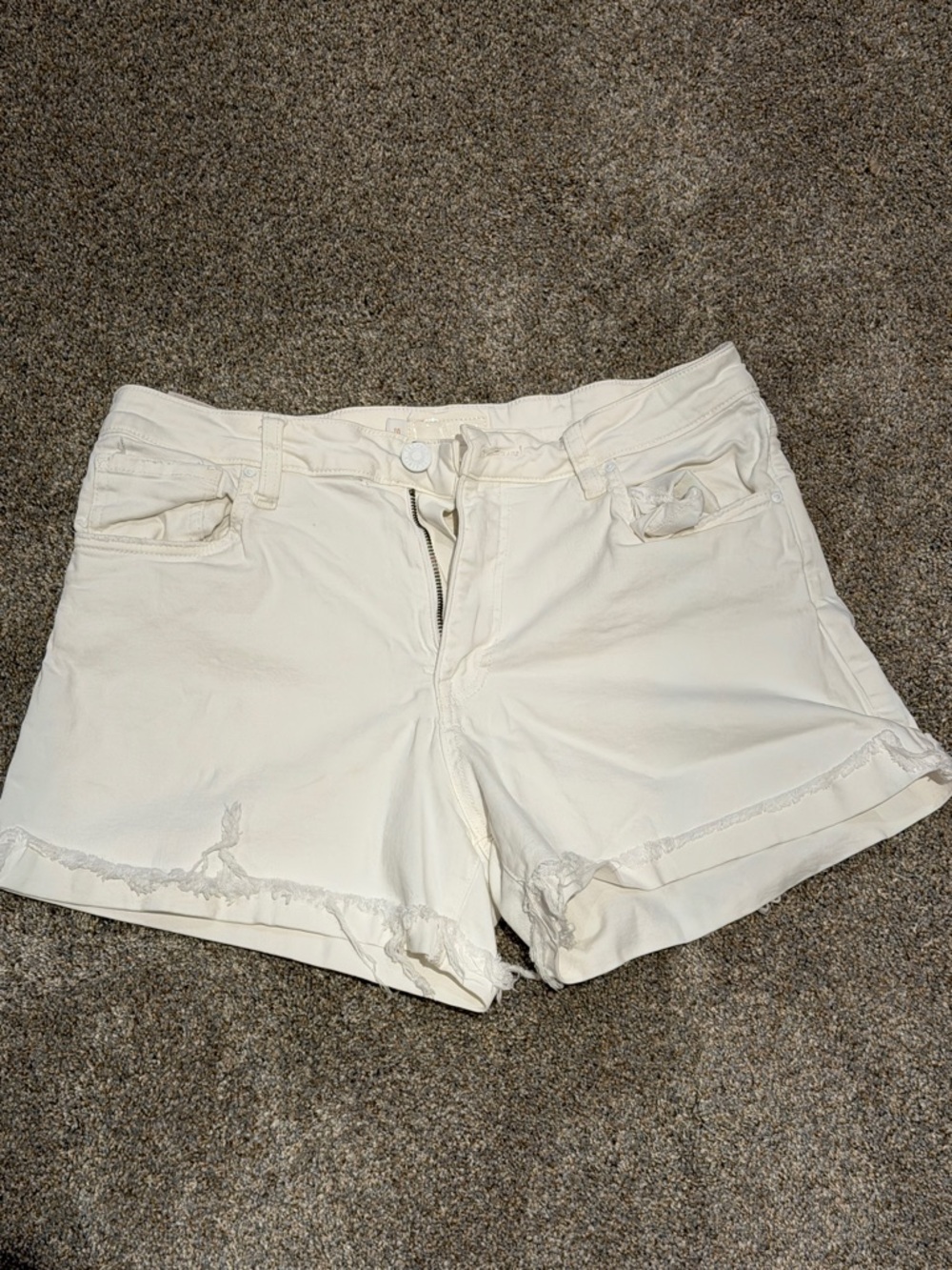 Women's White Jane Cuffed Frayed Hem Jean Shorts